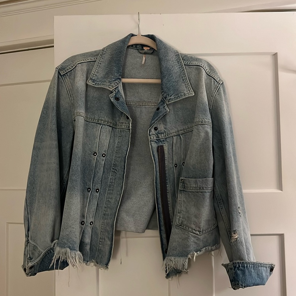 Free People Distressed Denim Jacket
